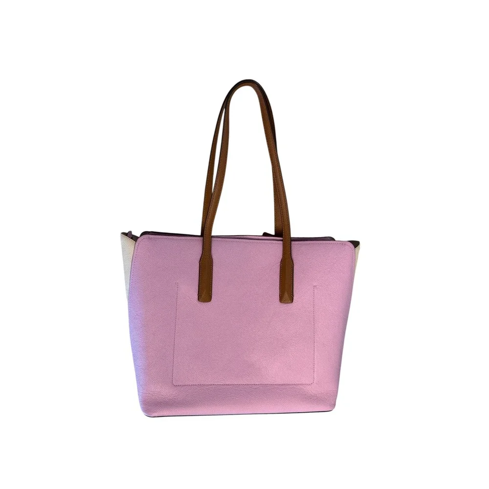 Kate Spade Carson Large Tote Bag Pink Ruby Pebbled Leather Colorblock Tri-color